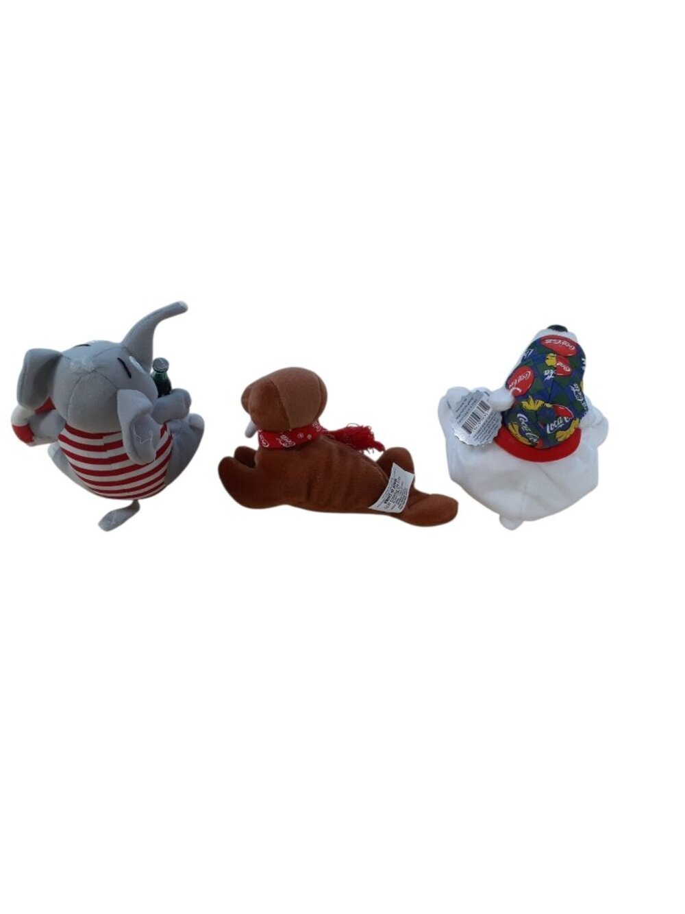 Bundle of 3 Vintage Coca Cola Advertising Promotional Collection Plush Toys 1998
